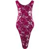 Mens See Through Bodysuit Sexy Mesh Lace Floral One Piece Swimsuit Sissy Lingerie Thong Leotard Jumpsuit Suspenders Singlet