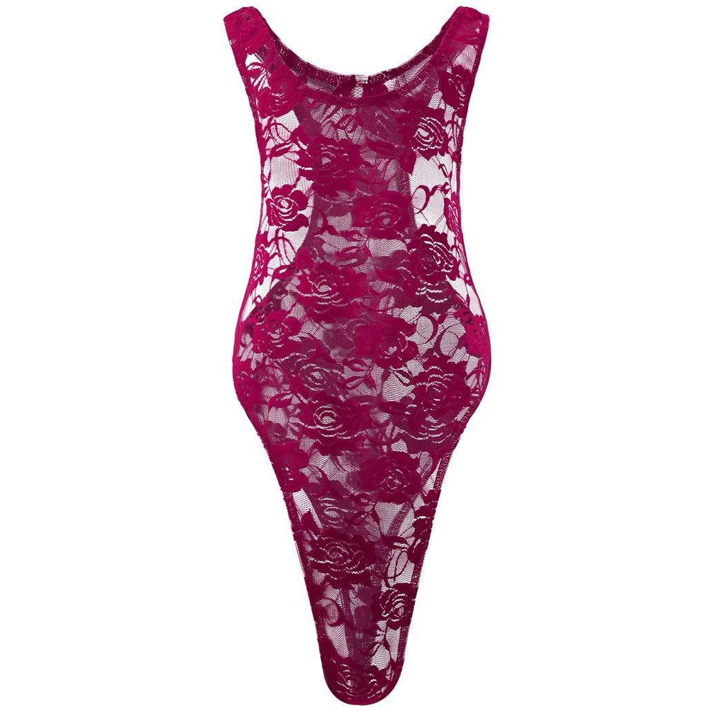 Mens See Through Bodysuit Sexy Mesh Lace Floral One Piece Swimsuit Sissy Lingerie Thong Leotard Jumpsuit Suspenders Singlet