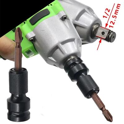 Quick Release 1/2-Inch Square Drive To 1/4-Inch Hex Female Socket Adapter Converter Chuck Adaptor for Impact and Ratchet Wrench