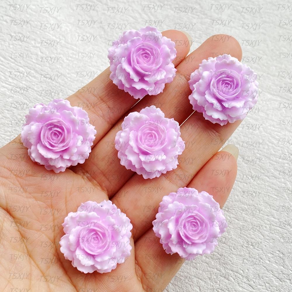 10pcs New Resin 3D Cartoon Colorful Rose Blossoms Resin Flatback Stone Scrapbook Wedding DIY Decor Crafts Jewelry Accessories
