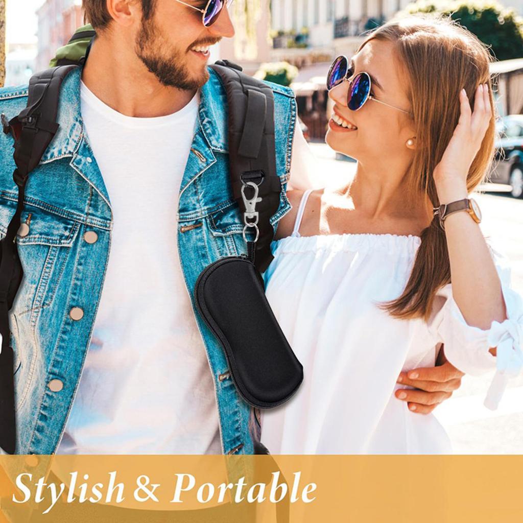 Portable Zipper Soft Glasses Case with Carabiner Sunglasses Case Zipper Eyeglass Pouch Glasses Protective Shell Bag