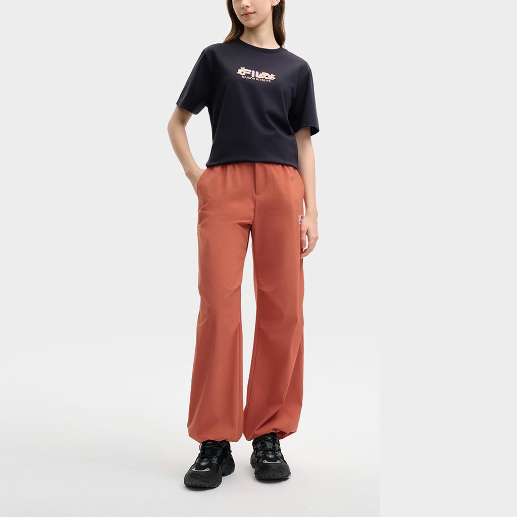 Fila X MAISON KITSUNE Original Fashion Stretch Simple Comfortable Woven Cool Wide Leg Casual Pants Women Pants Dusty-Pink F11W529803F-RD