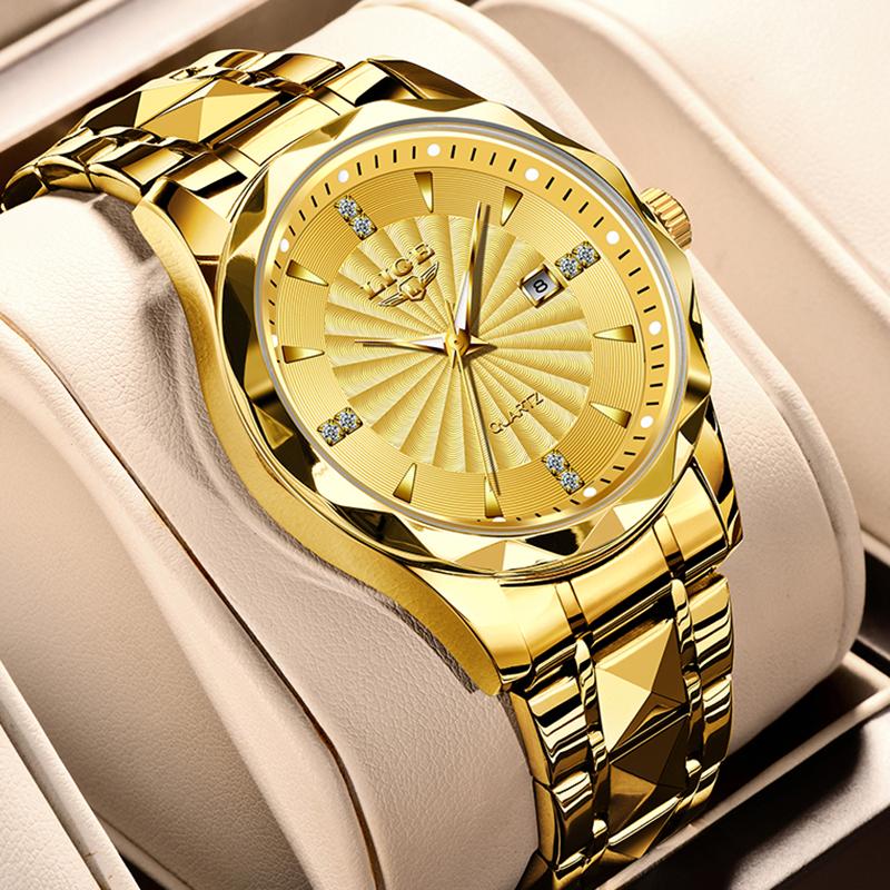 New Gold Watch For Men Top Brand Luxury Waterproof Men's Quartz Wristwatches Fashion Sports Luminous Chronograph Male