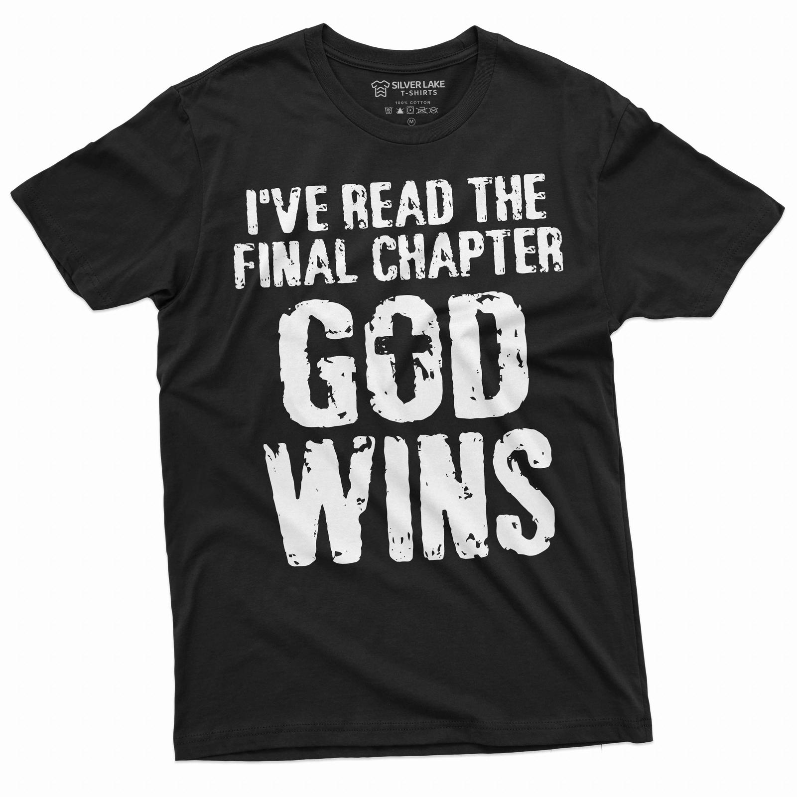 Jesus Christ 100% Cotton T-shirt Mens Tees Top Bible Verse Church Religion Christian Tee God Wins Shirt M