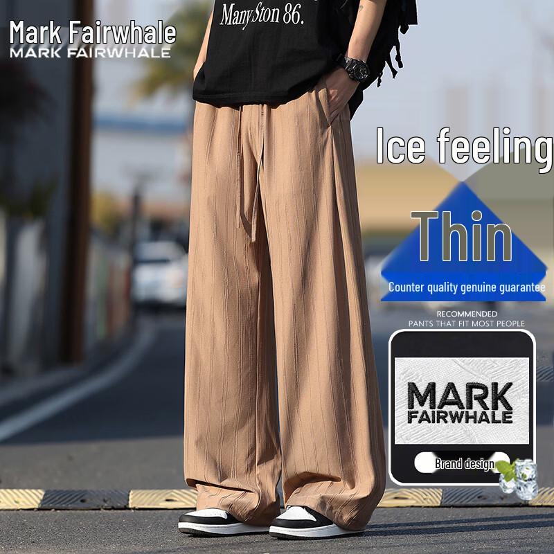 Mark Fairwhale Men s Ice-Feel Retro Striped Straight-Leg Casual Trousers 2XL