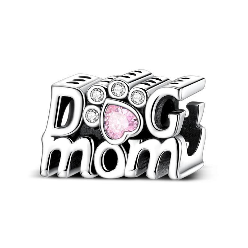 Dogs Pet Charms Copper Heart Shaped Pink Zircon Claws Pendants Fit Original Bracelets Fine Diy Birthday Jewelry Gifts