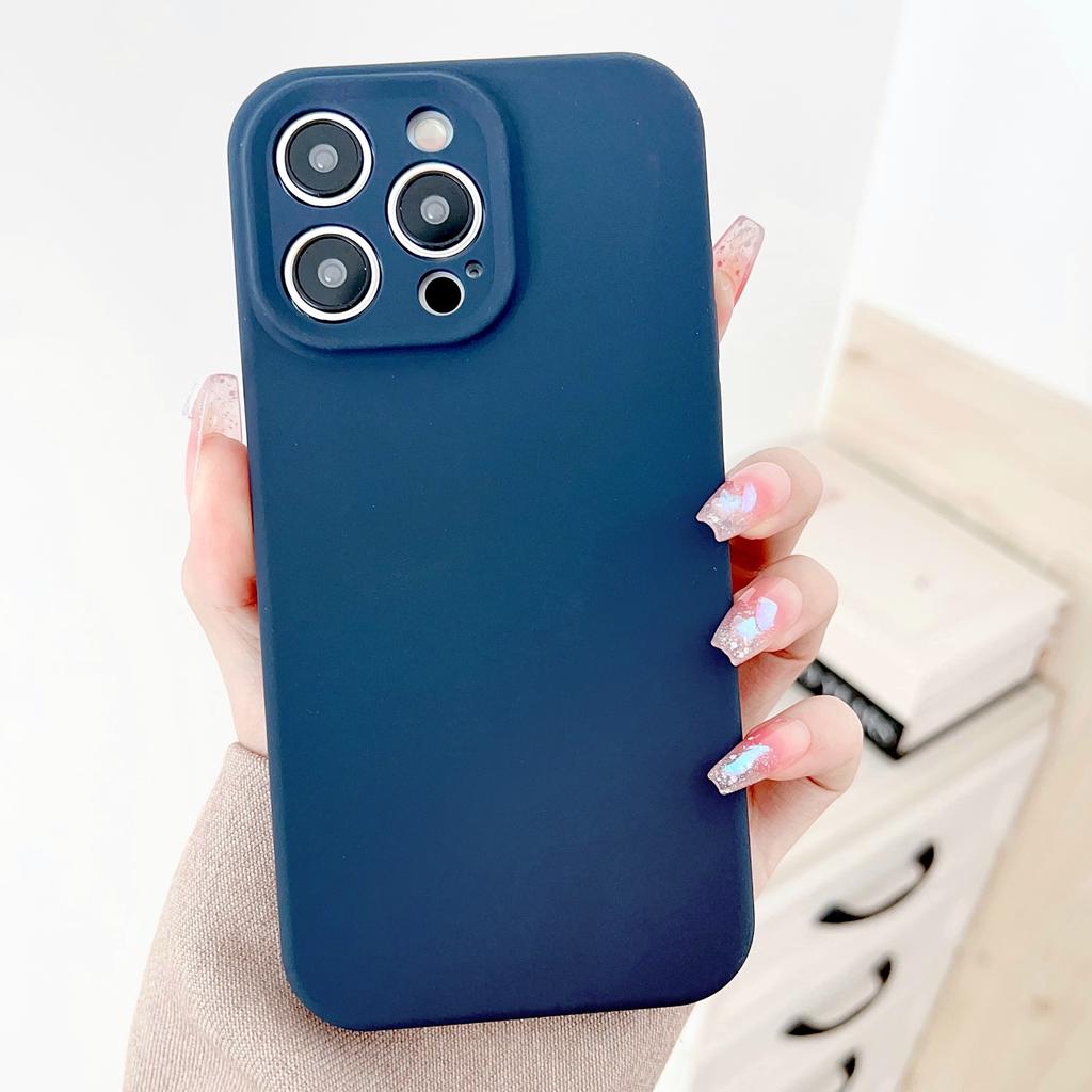 Liquid Apple Silicone Thickened Case Suitable for Apple 15PROMAX mobile phone case iPhone11 solid color 13/14