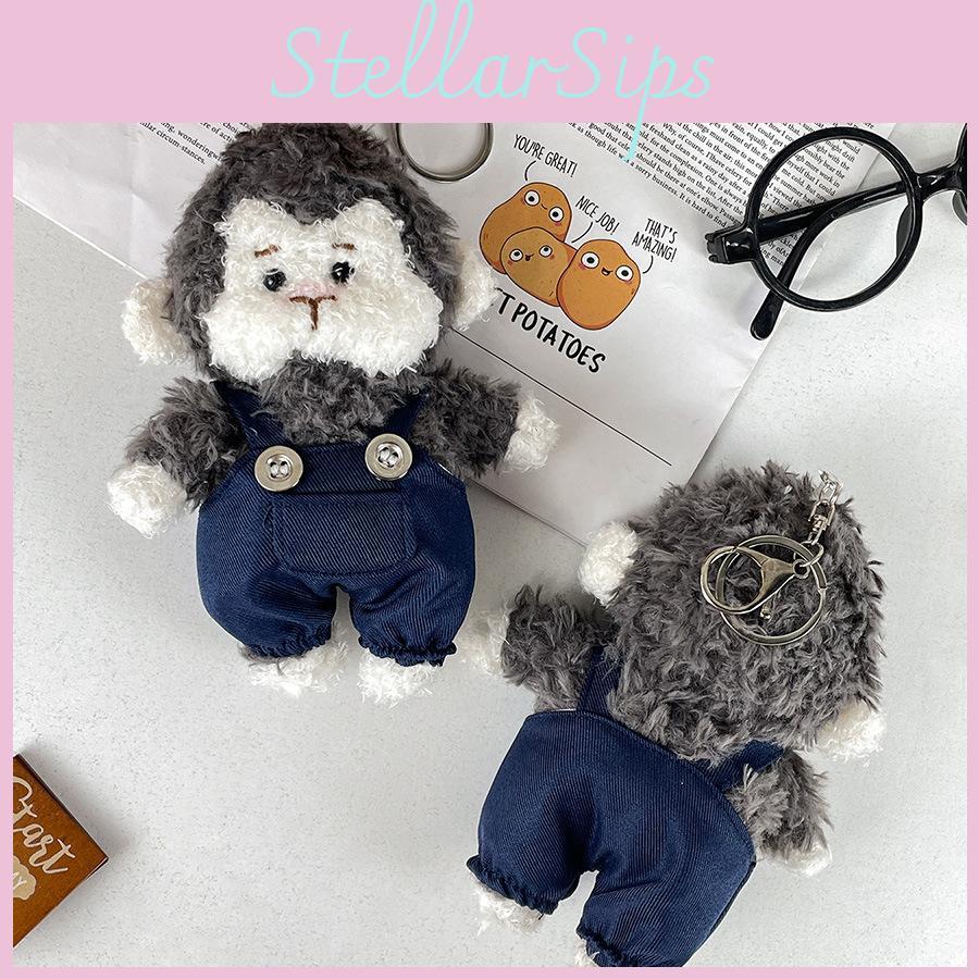 Charming Monkey Plush Toy Keychain Accessory With Short Plush Overalls Ideal For Gifts