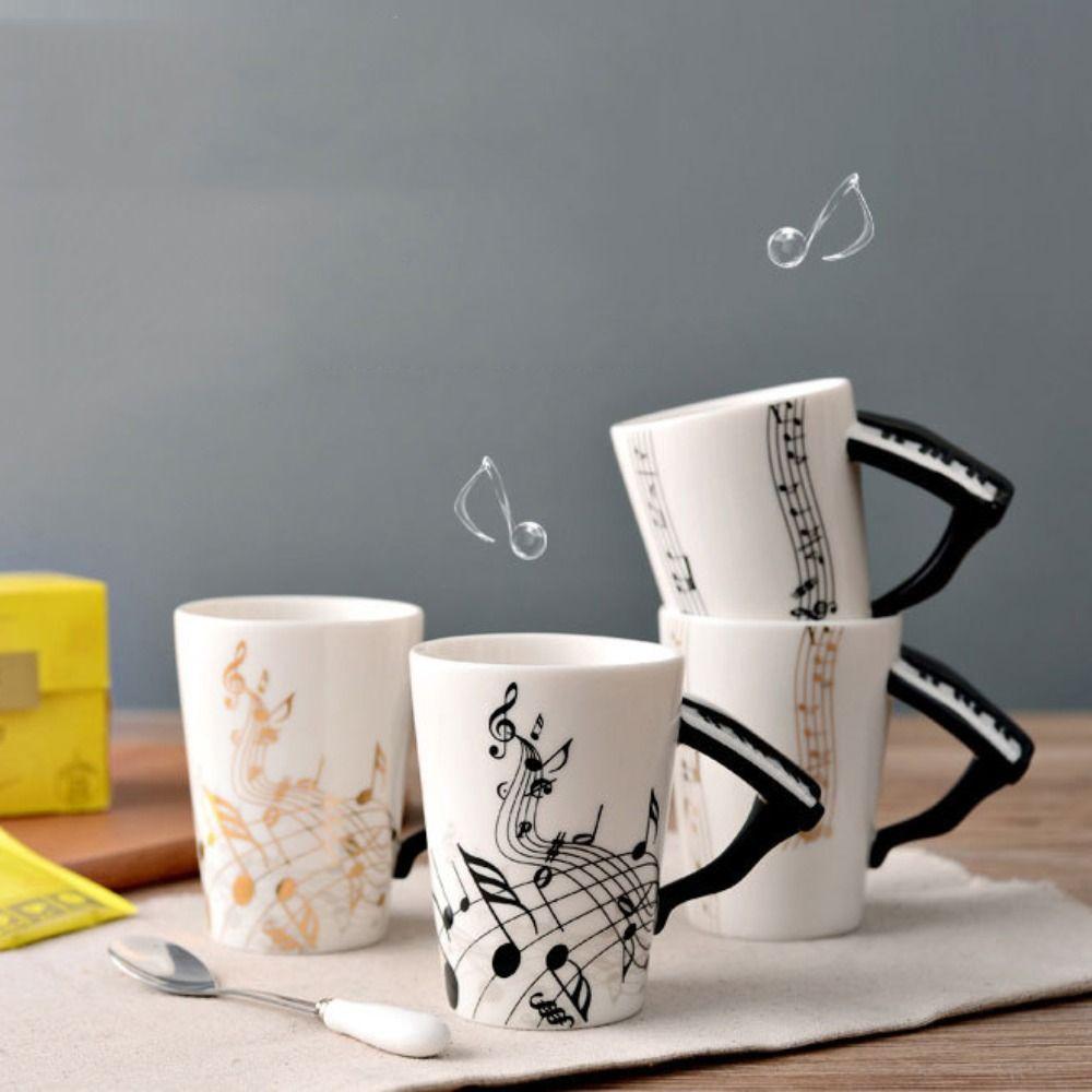 Tazza Musicale In Ceramica 240 Ml - Design Pianoforte, Regalo Per Musicisti