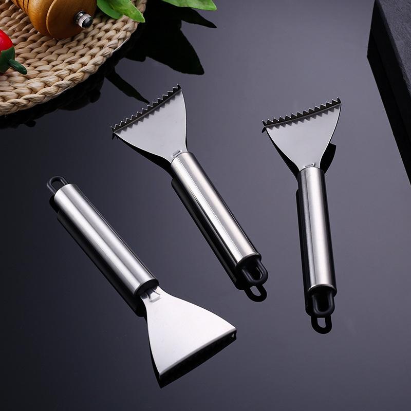 2 Pcs/Set Stainless Steel Fast Cleaning Fish Peeler Scale Remover Seafood Cracker Fish Scaler Cleaner Planet Skin Brush Scraper T
