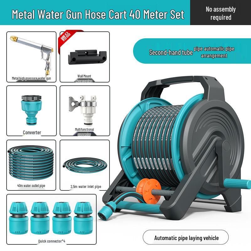 High-Pressure Water Hose with Automatic Storage Reel for Gardening and Car Washing