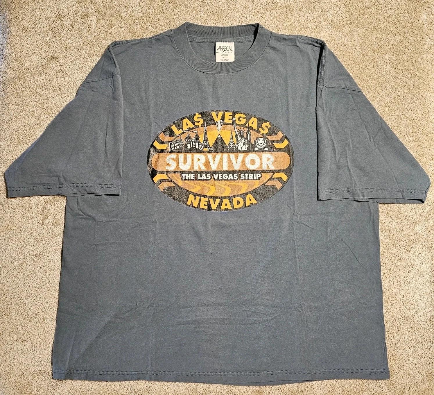 

Vintage Y2k Survivor Las Vegas Promo T-shirt Mens 2XL Grunge Tourist Distressed XL