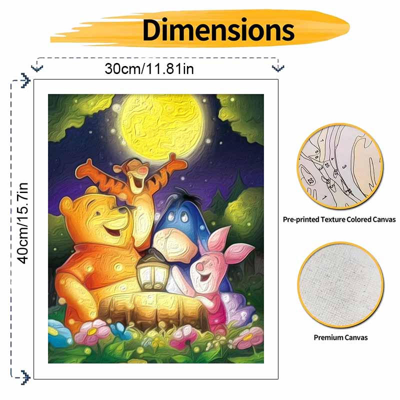 Disney Winnie the Pooh Characters Oil Painting Art Set Home Wall Decor Handmade Gift for Art Enthusiasts
