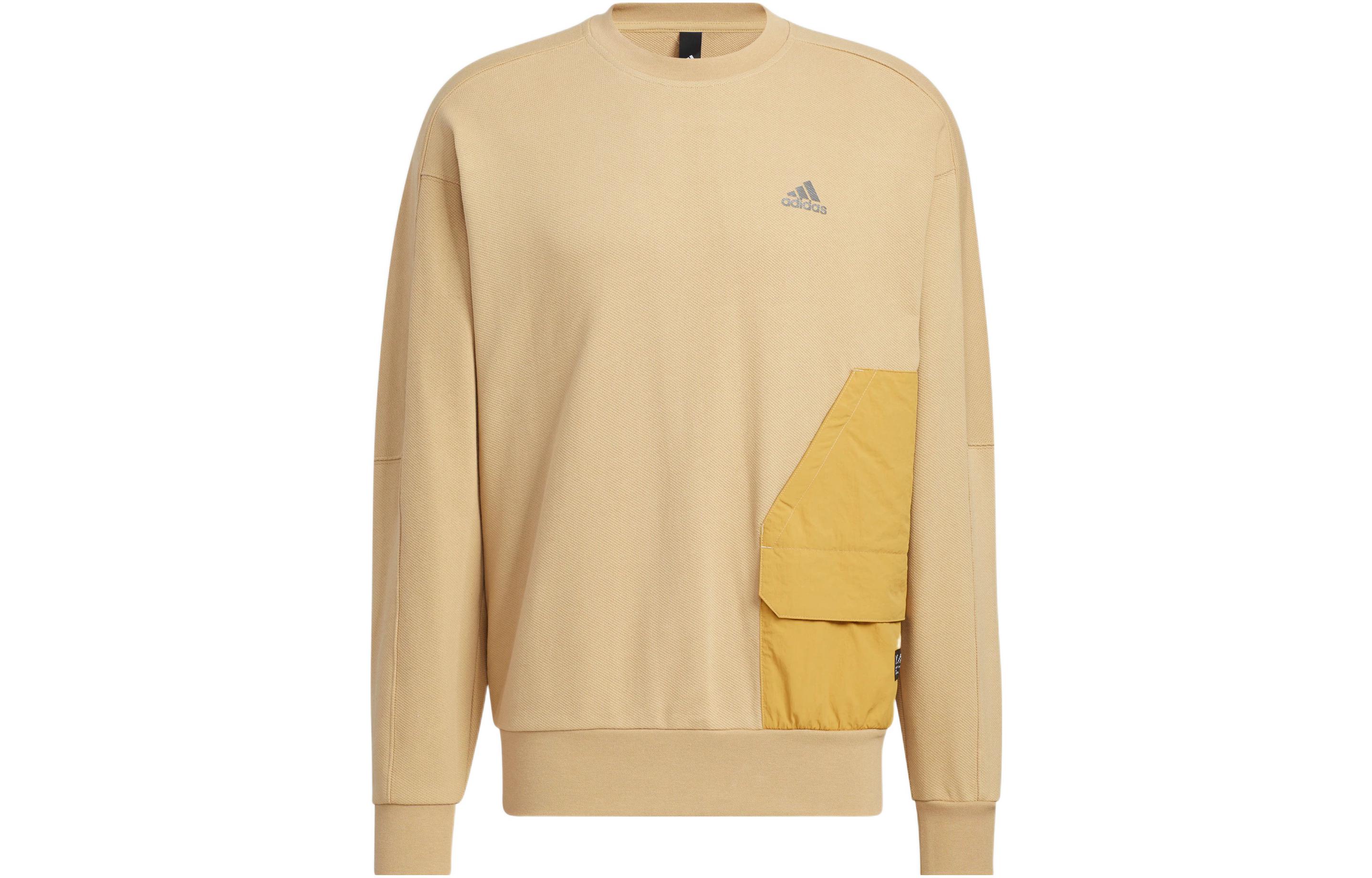 Adidas Sweatshirts Men s Khaki Crew Neck Moderate Regular HP1382 XS