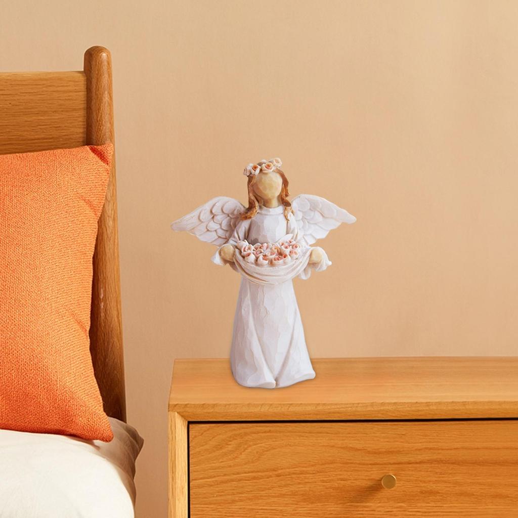 Angel Figurine Luxury Decorative Statuette Collectible Resin Sculpture for Living Room Bedroom Tabletop Decoration