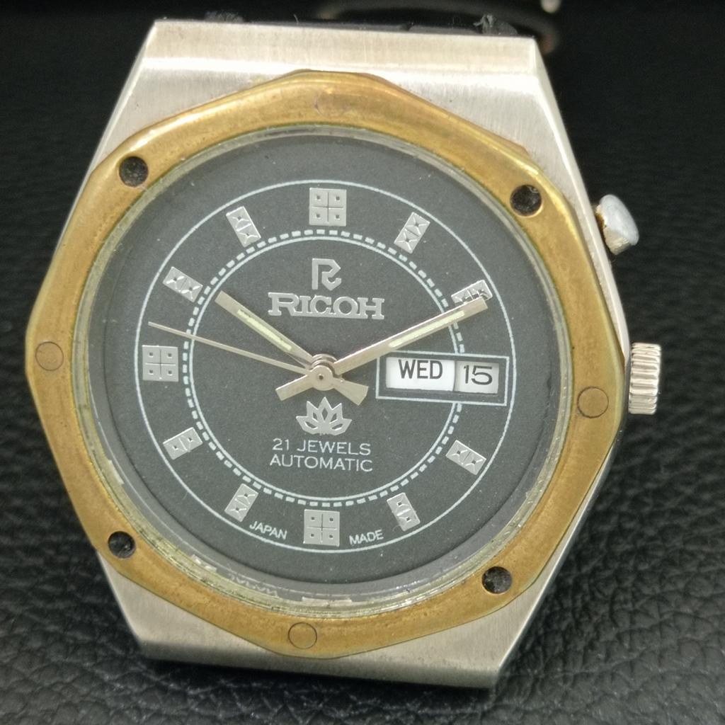 VINTAGE RICOH R31 AUTOMATIC JAPAN MENS BLACK COLOR DIAL WATCH A707921-1