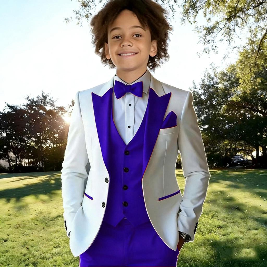 Fiú öltönyök 3 részes Gyerek Fehér Zakó Szettek Piros Mellény Nadrág Virágos Fiúk Hivatalos Party Öltöny Gyerek Esküvői Öltöny Szmokingok