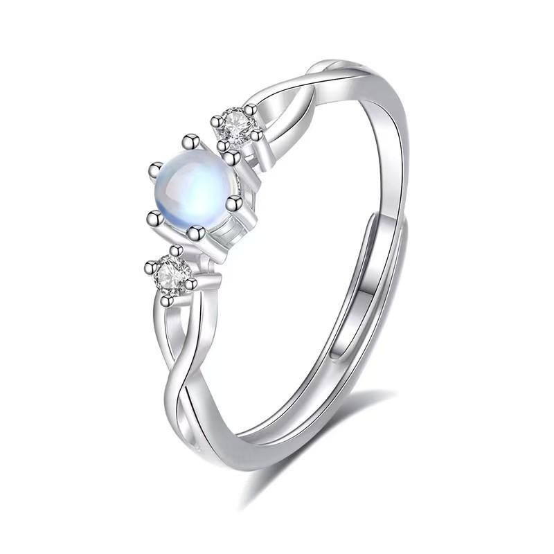 Moonlight Lover Moonstone Couple Rings: Fashionable Valentine s Day Open Adjustable Gift