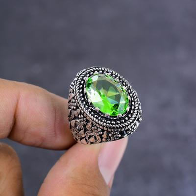 Natürlicher Tsavorit Edelstein Handarbeit 925 Sterling Silber Geschenk Ring Größe 10 K5p80