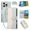 iPhone 17 Color Block Wallet Case: Drop-Proof Leather with Lanyard & Card Slots