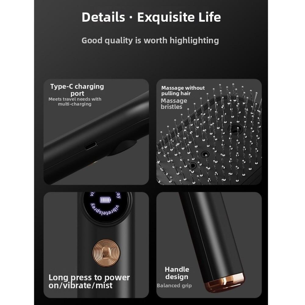 Anti-Frizz Large Tank Electric Spray Hair Brush Multi-Function 2-In-1 Misting Hair Brush  Household