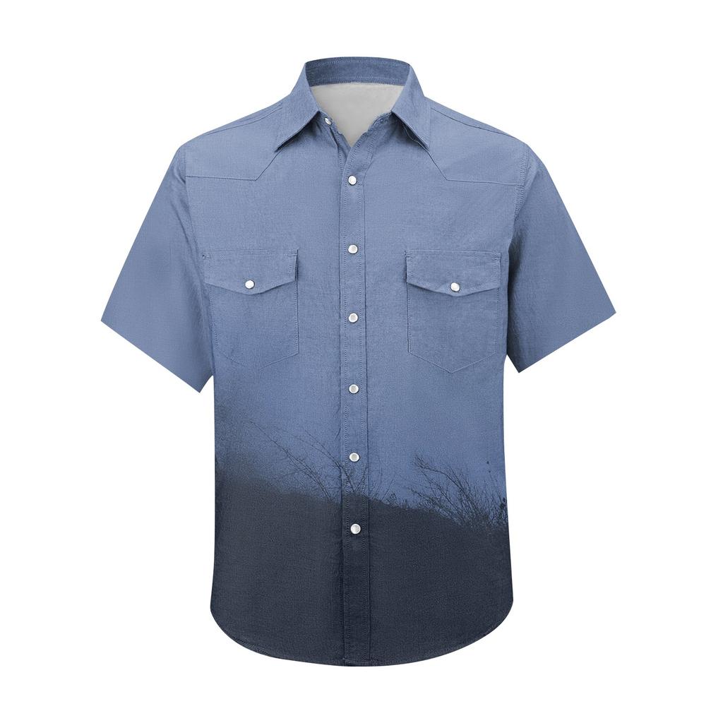 Pánské módní s klopou a krátkým rukávem ležérní top délky po ramena