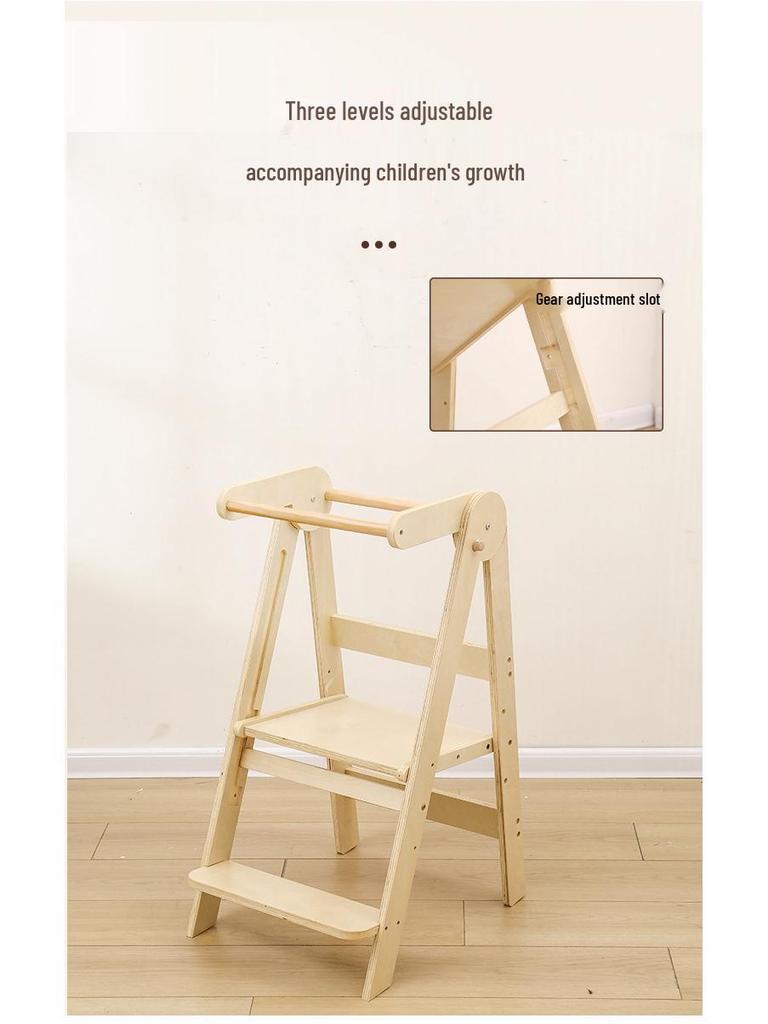 Kids' Montessori Learning Tower: Foldable Anti-Fall Step Stool for Hand Washing & Dining