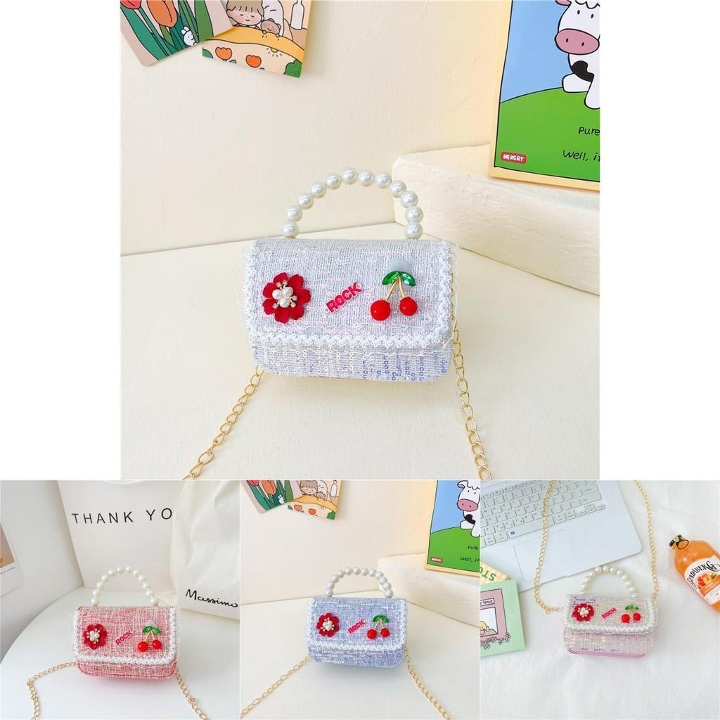 Adorable Children's Princess Pearl Mini Shoulder Bag With Cartoon Bow Design
