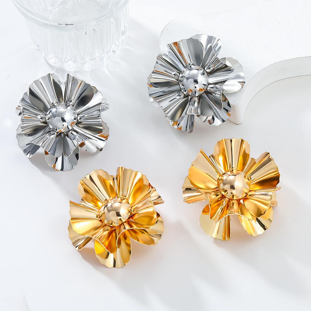 New Style Earrings, Floral Earrings for Women, Exaggerated Glossy Flower Jewelry