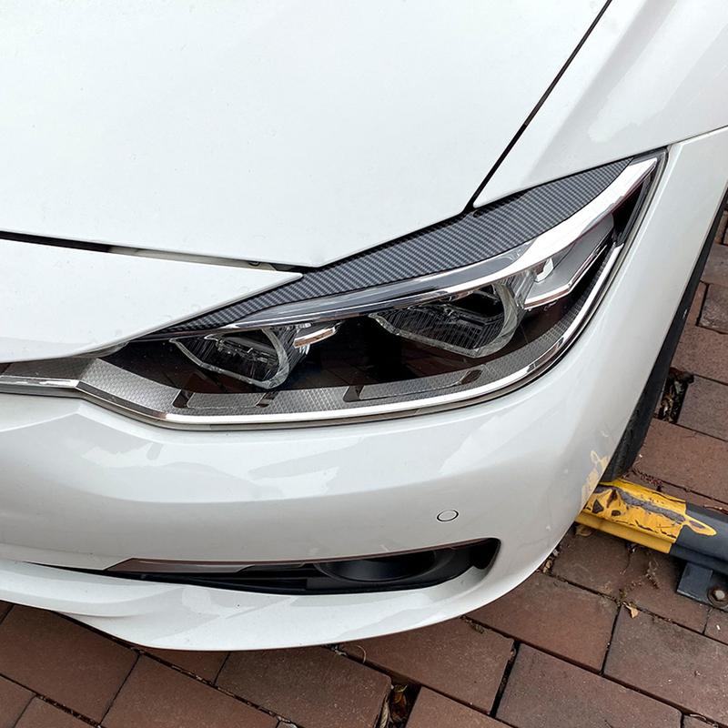 1 Pair Headlight Eye Lid Cover For BMW F30 2013-2018 Gloss ABS Headlight Eyebrow Eyelid Decoration Styling Sticker Carbon Fiber