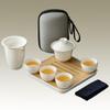 Woding Portable Ceramic Travel Tea Set with Wooden Tray