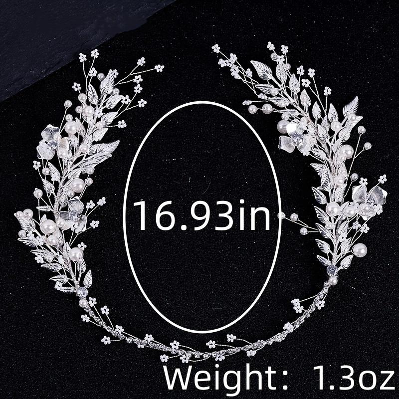 Silver Color Leaf Pearl Headband Tiara For Bridal Hair Accessories Wedding Hair Band Crystal Pearl Tiaras and Brides Headpieces