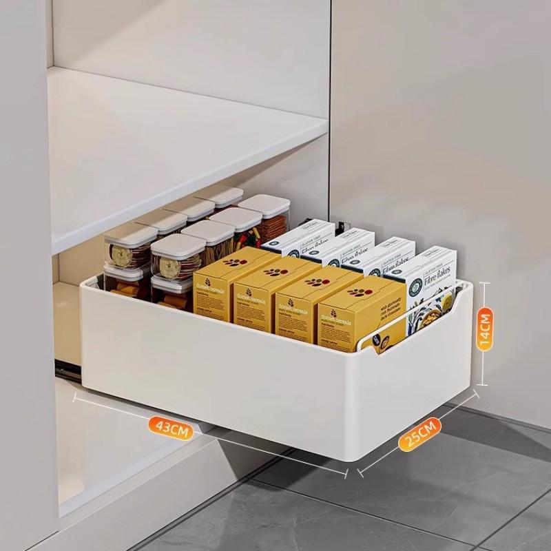 Adjustable Pull-Out Kitchen Organizer Drawer Rack Cabinet Storage Carbon Steel Slide-Out Shelf