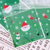 100pcs Christmas Cookie Candy Bags Self Adhesive Gift Packaging Biscuit Snack Bag New Year 2024 Noel Navidad Xmas Party Decor