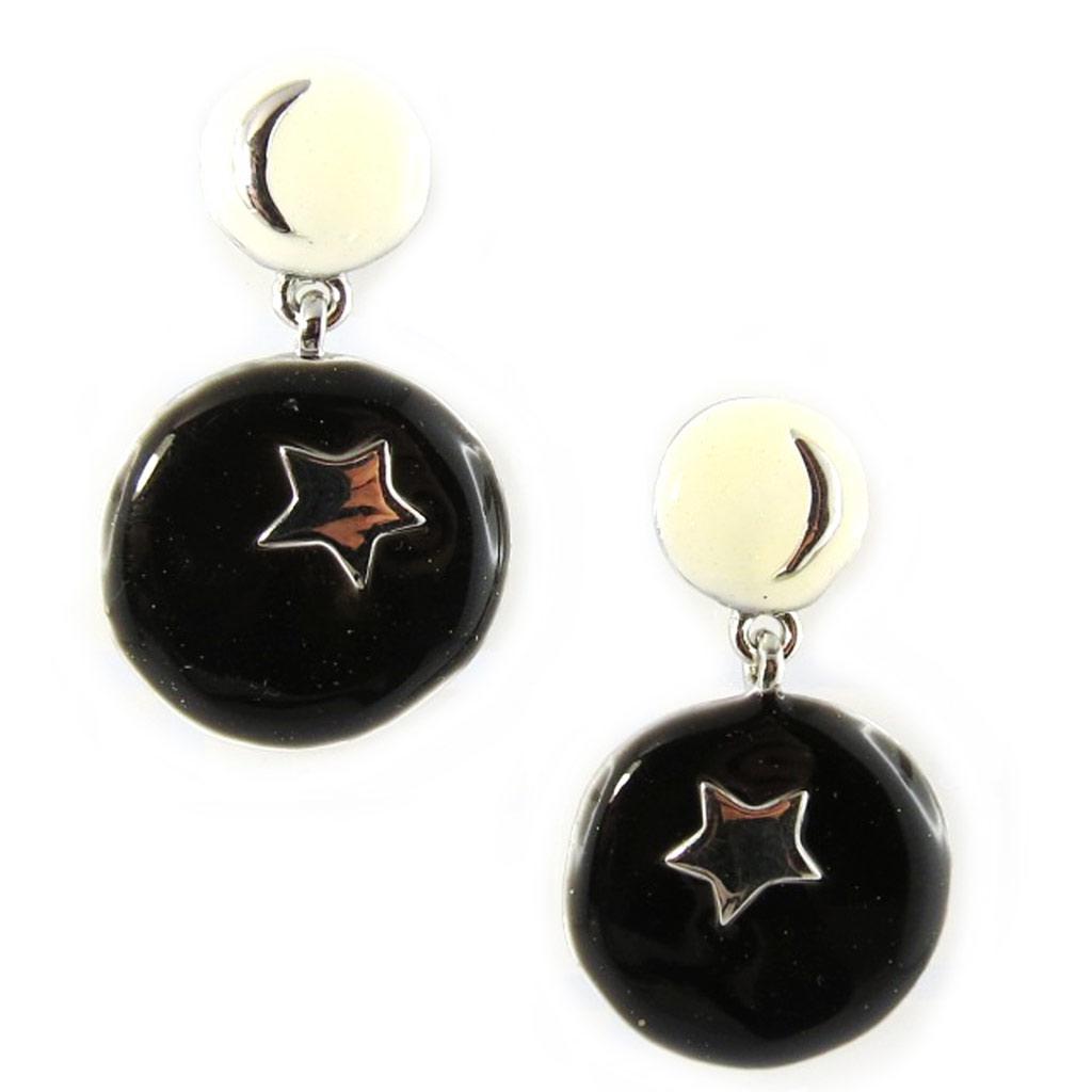 NOA [G0466] - Designer Earrings 'Starry Night' Black Beige