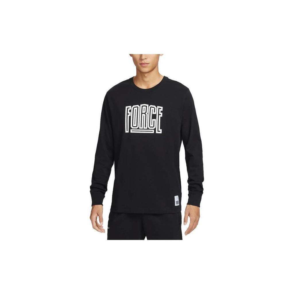 Nike Letter Print Crew Neck Casual Long Sleeve T-Shirt Men Tops Black FN0802-010
