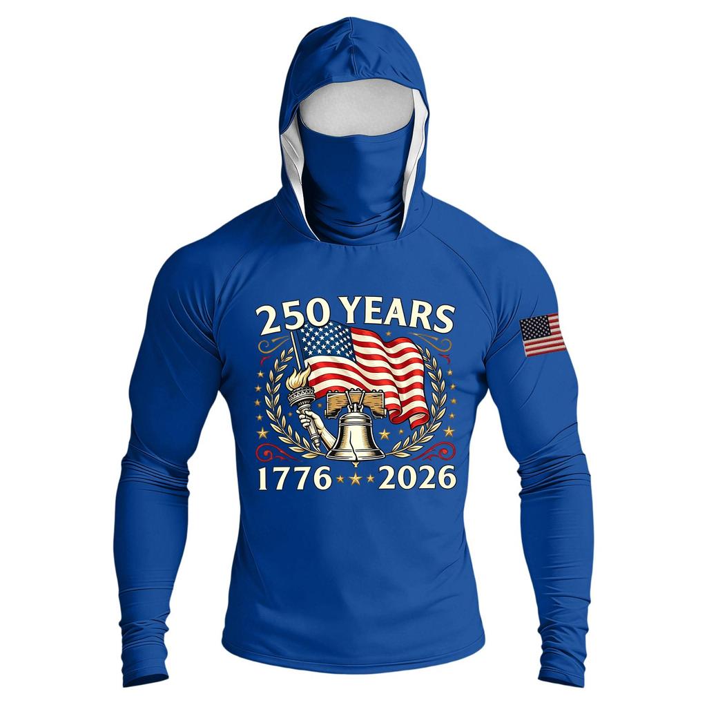 Men's Casual Raglan Sleeve Hooded Long Sleeve Sun Protection Shirt Lightweight Breathable Outdoor Sports Top with Face Cover and Thumb Holes