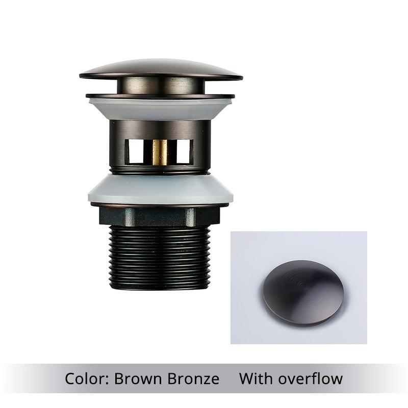 Brown Bronze Pop up Drain Basin Drain With Overflow for Basin Ceramic Pop up Drainer Bathroom Color Ceramic Drain