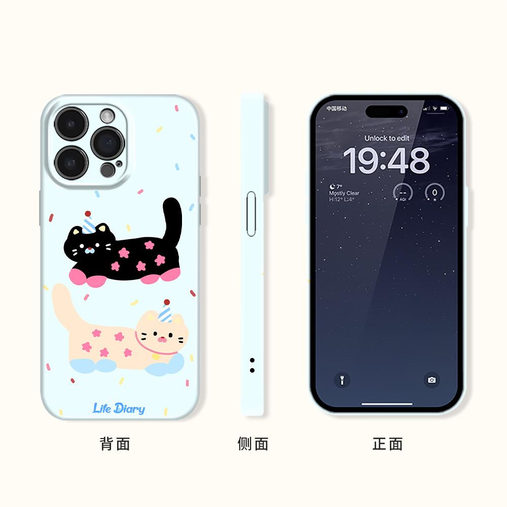 Apple 17/16Promax Film Mobile Phone Case Is Suitable for iPhone13/14 Korean Kitten 15 All-inclusive Soft Case