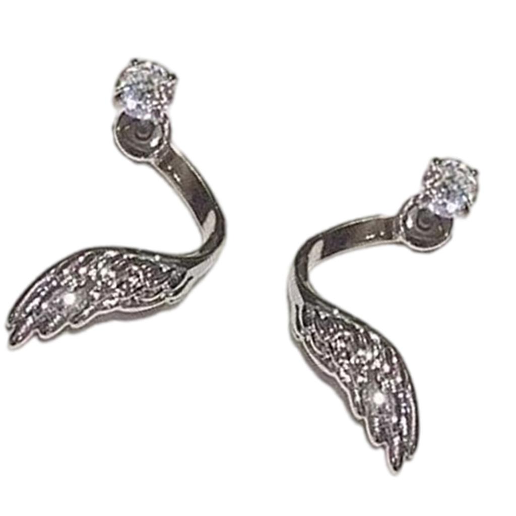 Angel Wing Twisted Rhinestones Studs Earrings Crystal Embellished Wing Ear Bone Nail Alloy Jewelry For Sensitive Skin