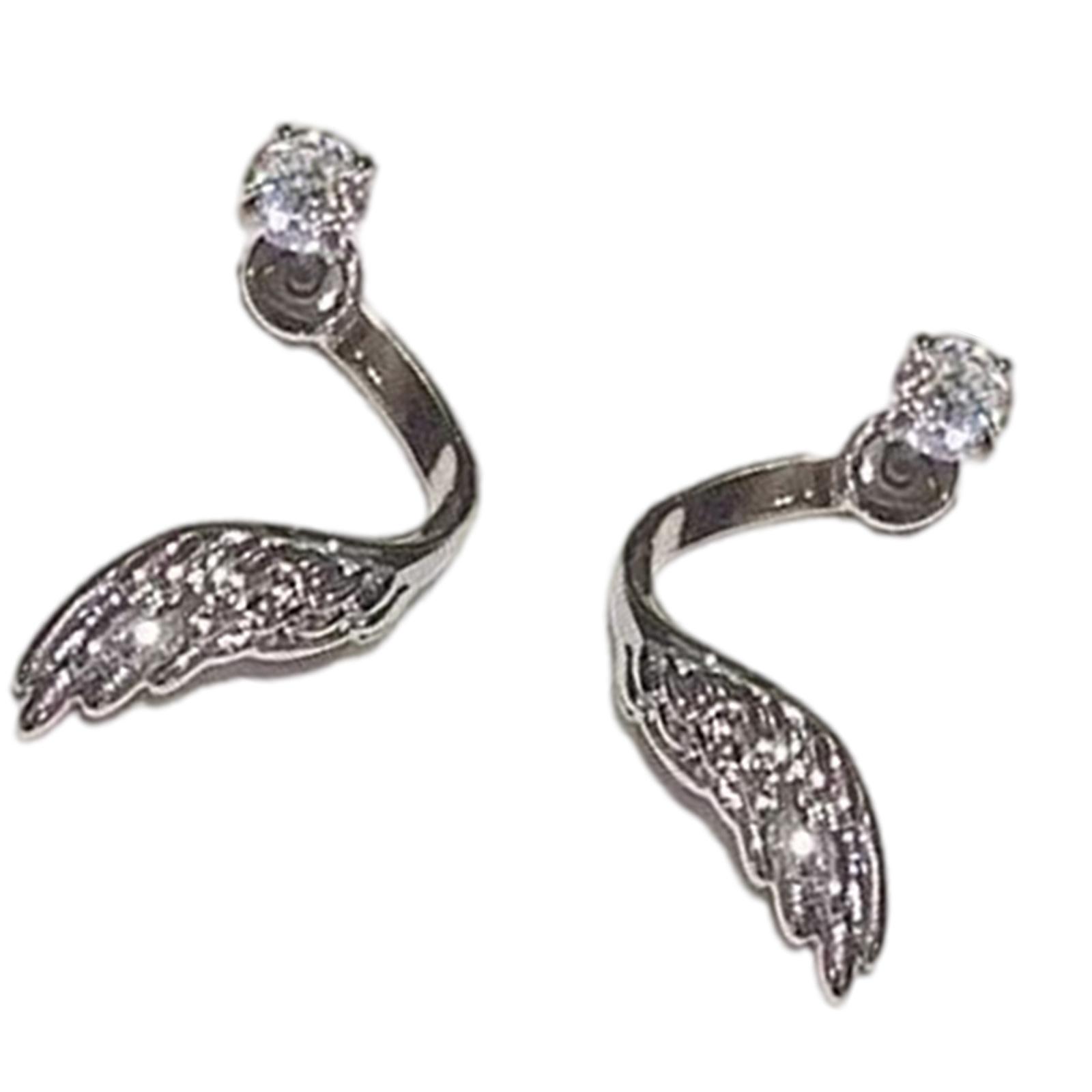 

Серьги-пусеты с крыльями ангела, скрученные, со стразами, украшенные кристаллами, гвоздики для пирсинга хряща уха, ювелирные изделия из сплава для чувствительной кожи белый