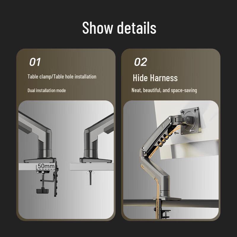 Adjustable Gas Spring Desktop Monitor Arm