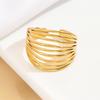 Stainless Steel Geometric Multi-Row Open Ring for Index Finger