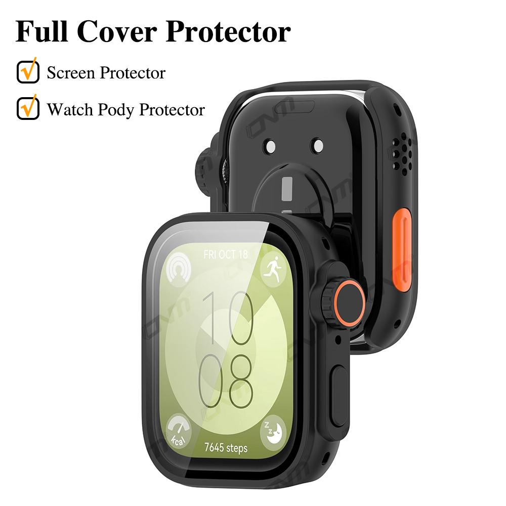 For Huawei Watch Fit 3 Hard Case Tempered Glass Screen Protector Appearance Upgrade Change To Iwatch Ultra 1/2 49MM Accessories
