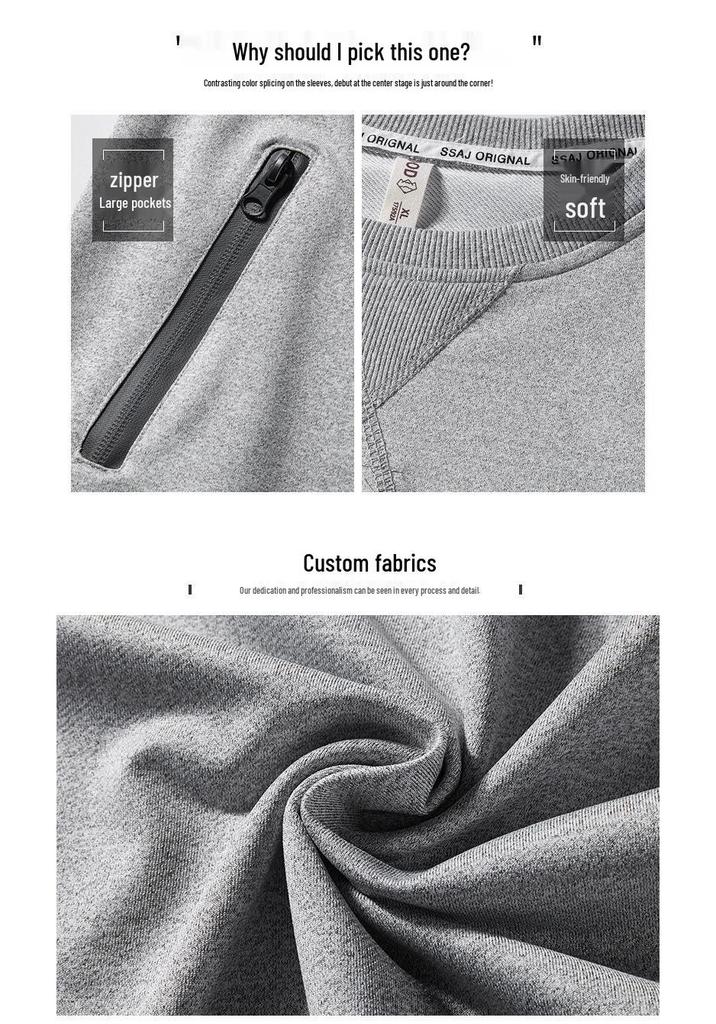 Men's Trendy Autumn Color Block Round Neck Sweatshirt - Loose Fit, Korean Style