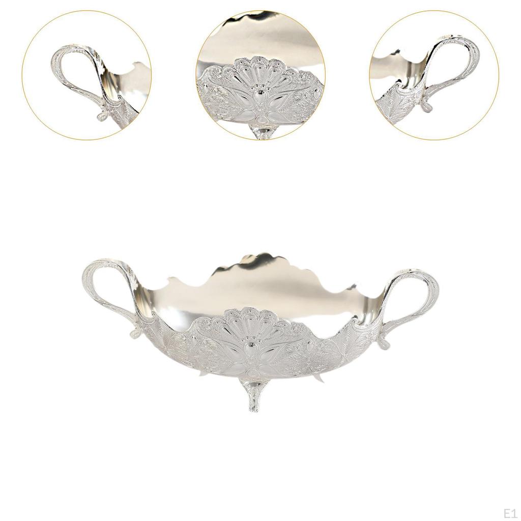 Footed Fruit Bowl Snacks Plate Double Ear Design Decorative Countertop Organizer Holder for