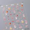 Cute Animals Bear Dog Cake Sweet Cherry Grid Bowknot Star Line Fruit Relief Self Adhesive Nail Art Stickers 5D Manicure Decals
