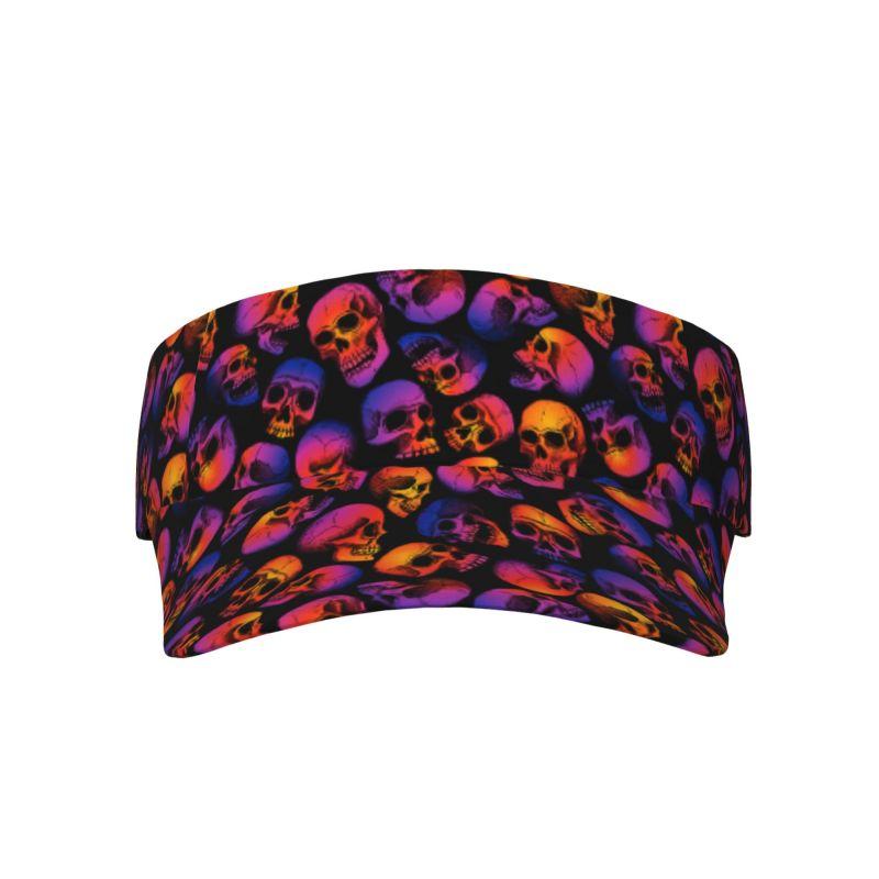 Horror Color Skull Sports Sun Visor Hats Women Men Adjustable Lightweight Cooling Empty Top Visor Hat for Golf Tennis Running