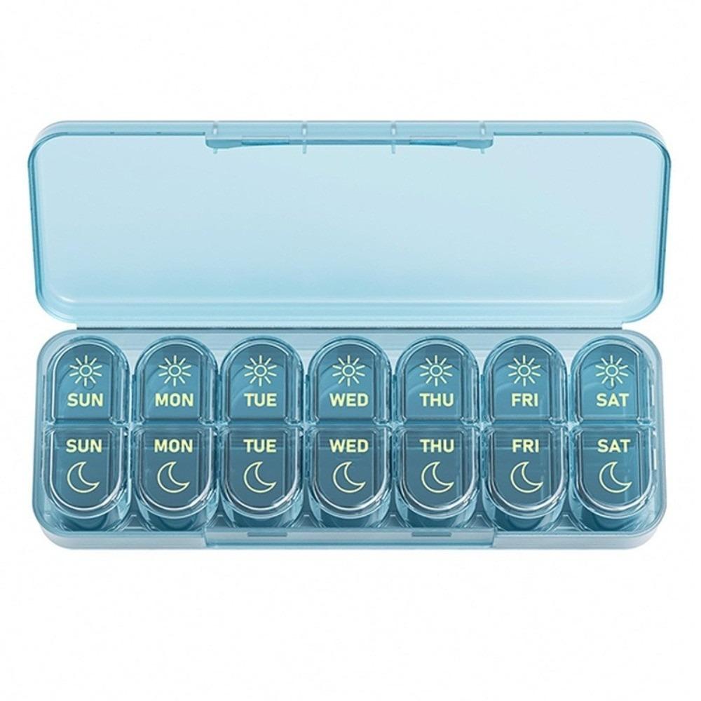 

New 7 Days Am & Pm Pill Organizer Moisture-proof 2 Times a Day Medicine Box Medicine Organizer Pill Storage Box for Travel синий