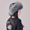 Fox Hair Hat Winter Women's Fur Hat Warm Ear Protection Princess Bun Hat